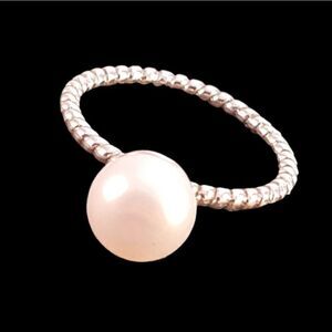 Freshwater 8mm Pearl Twisted Rope Sterling Silver Ring